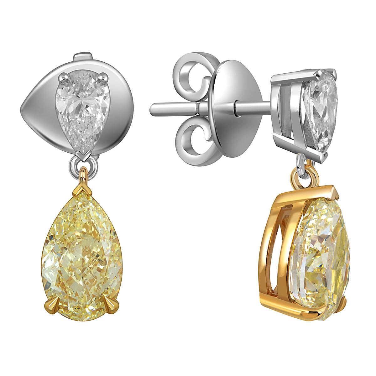 Серьги пусеты из комбинированного золота с бриллиантами (053563)