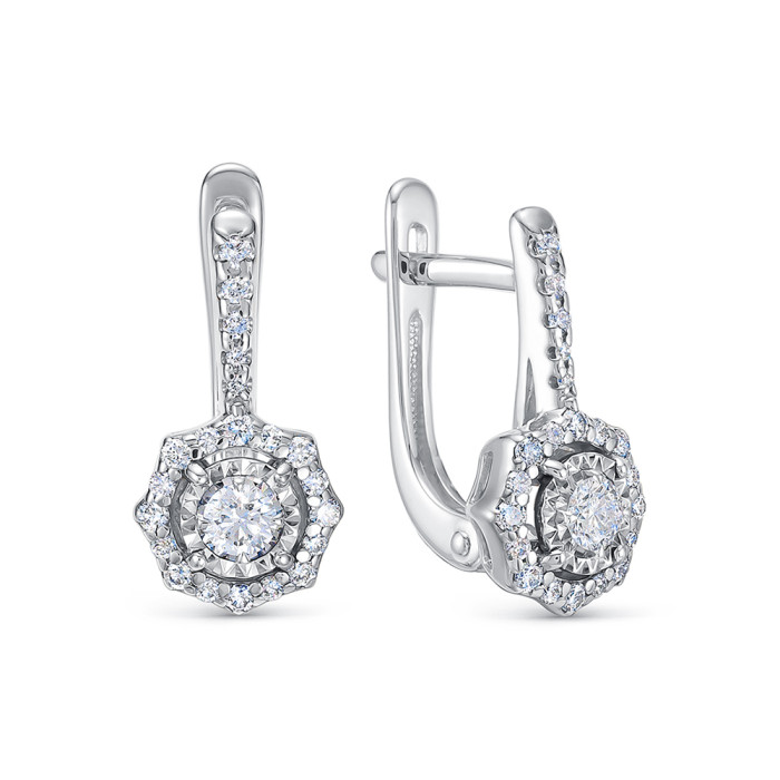 Серьги из белого золота с бриллиантами (053893)