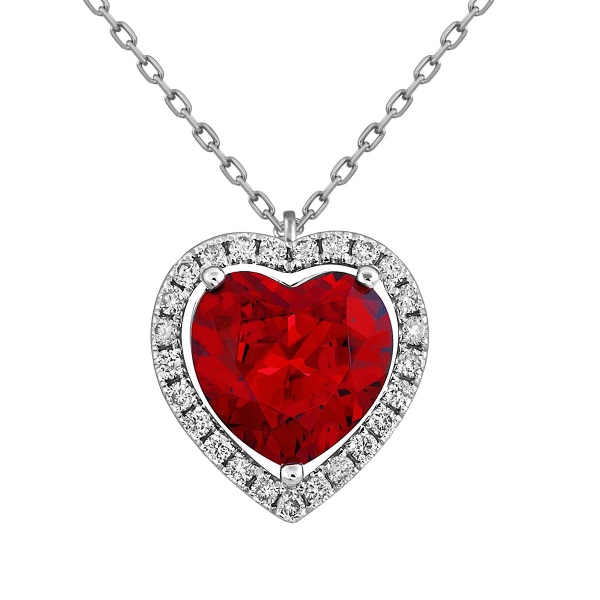 Колье из белого золота с бриллиантами и рубином 