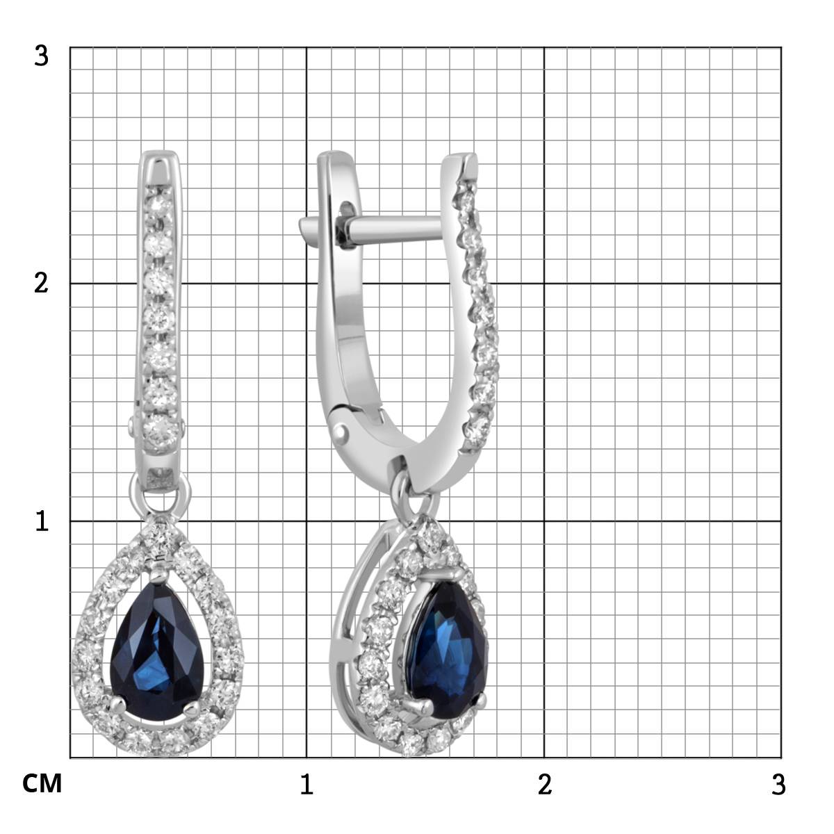Серьги из белого золота с бриллиантами и сапфирами (049498)