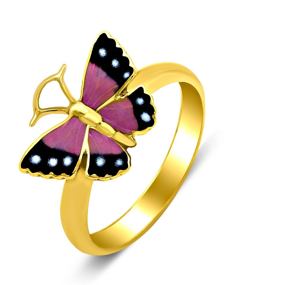 Кольцо из желтого золота с эмалью (016636)