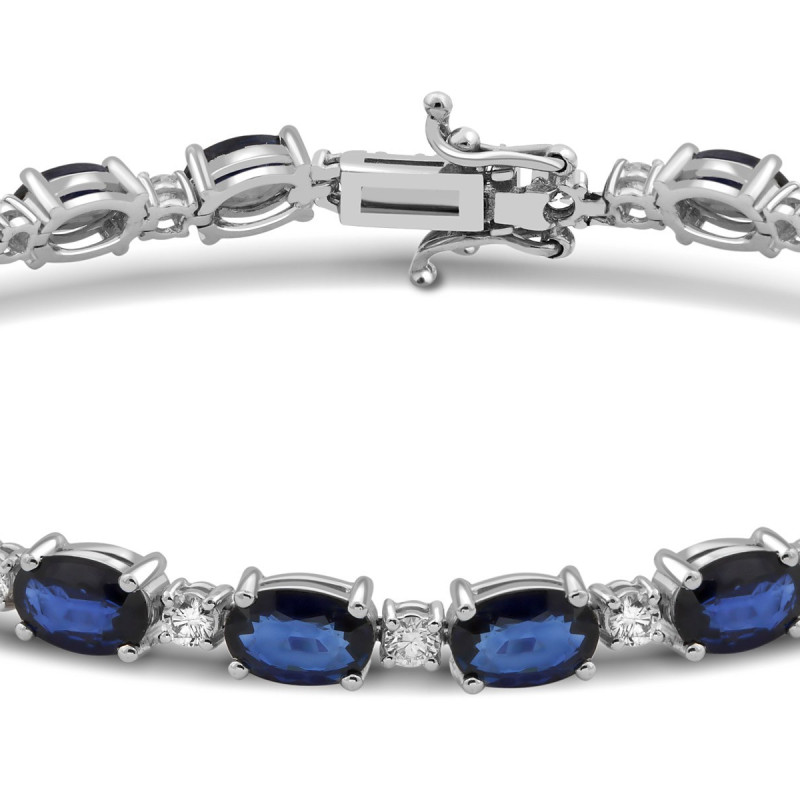 Браслет из белого золота с бриллиантами и сапфирами (025285)