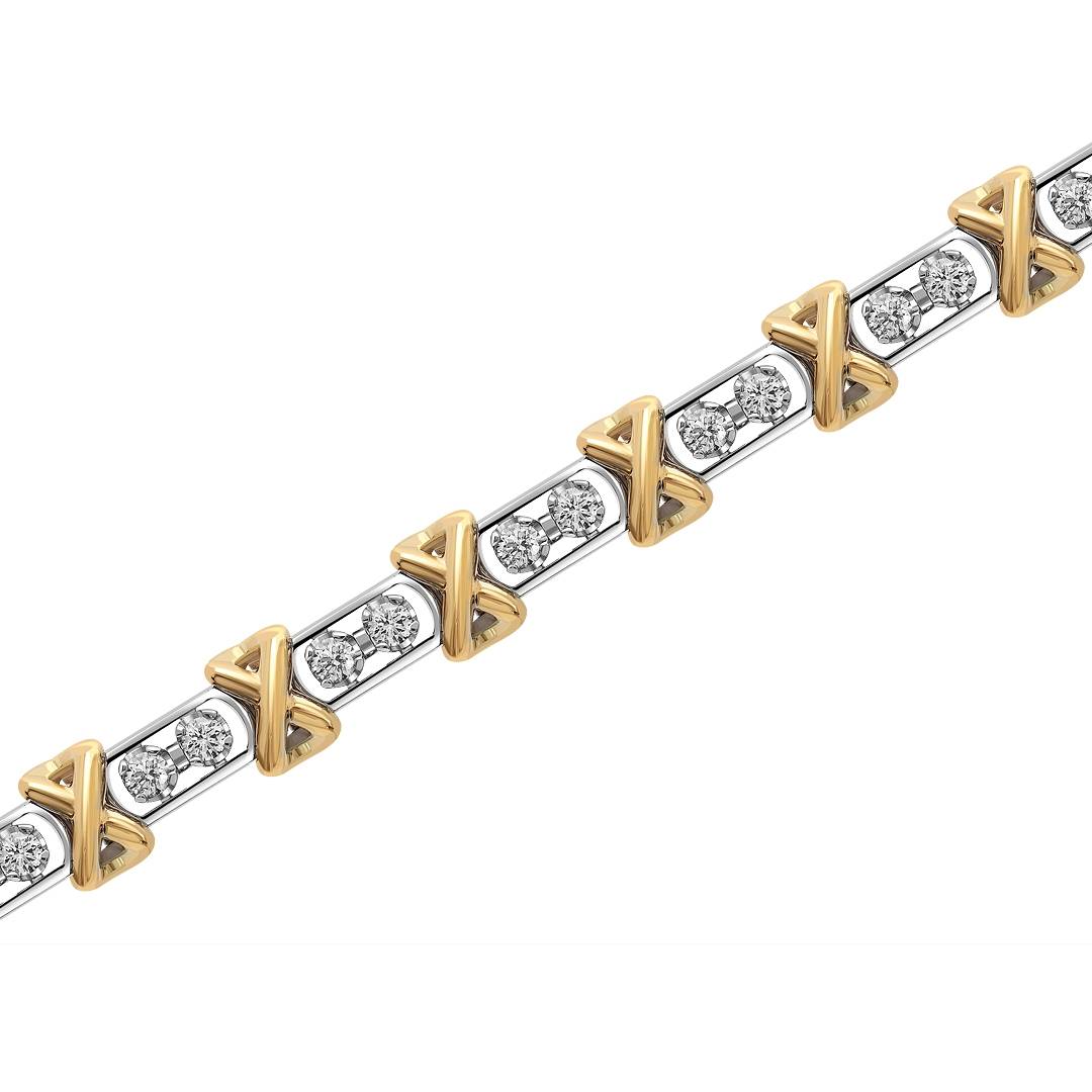 Браслет из комбинированного золота с бриллиантами (050439)