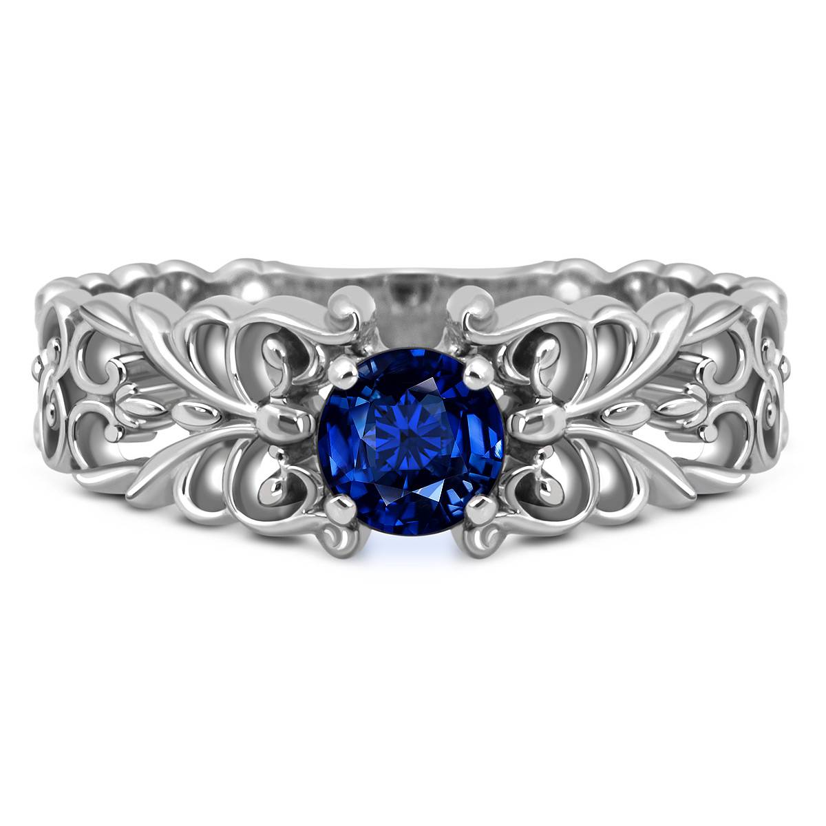 Кольцо из белого золота с сапфиром (049029)