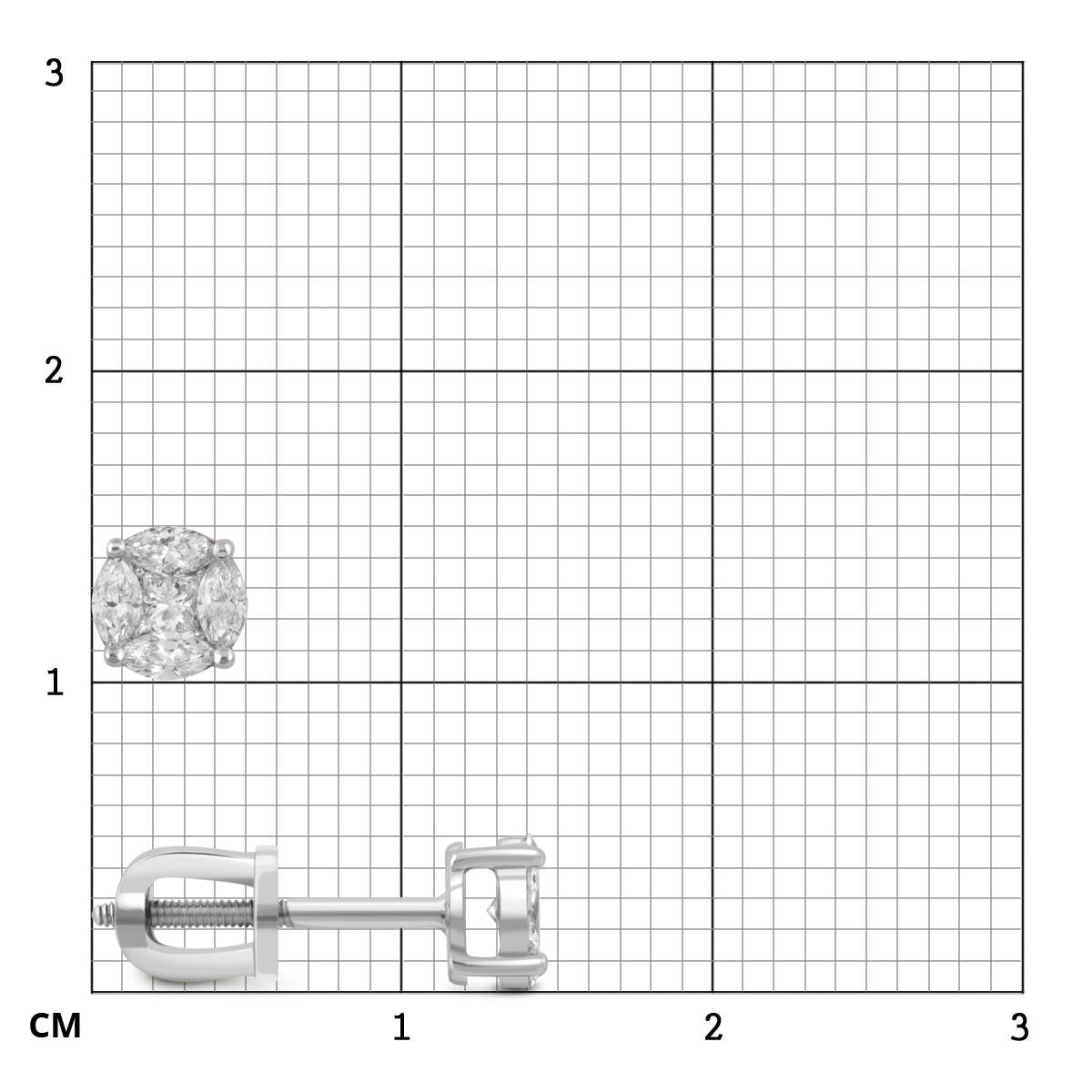 Серьги пусеты из белого золота с бриллиантами (045873)