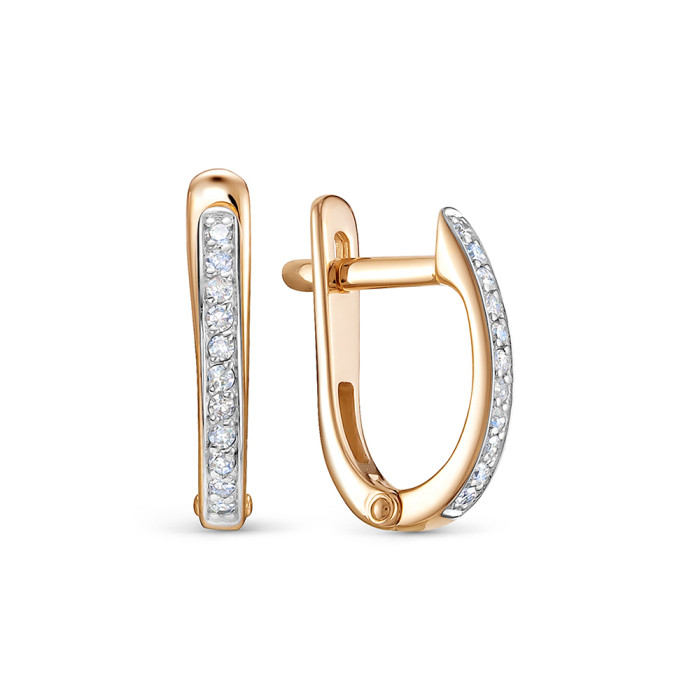 Серьги из красного золота с бриллиантами (053901)