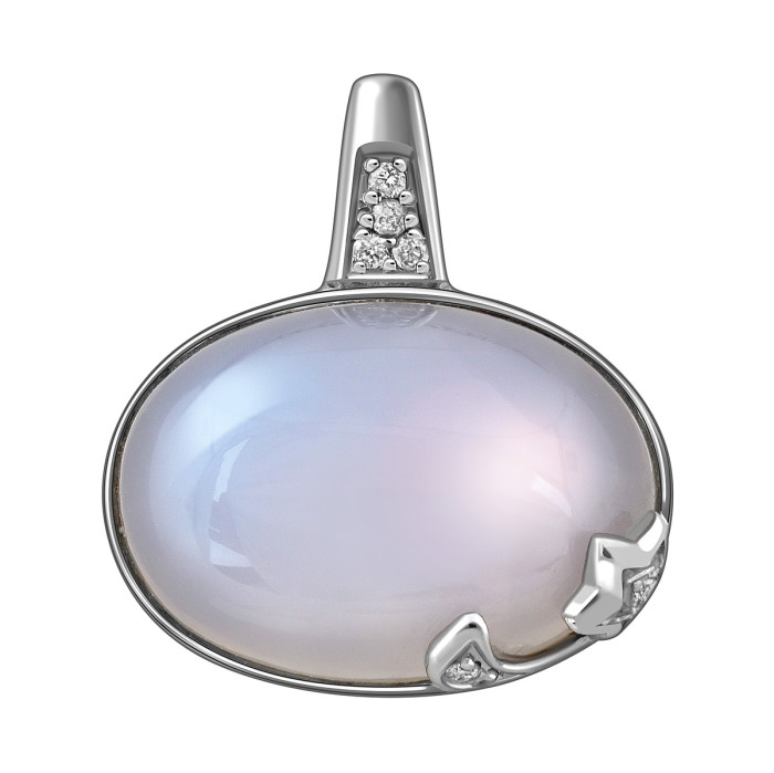 Кулон из белого золота с бриллиантами и халцедоном (021418)