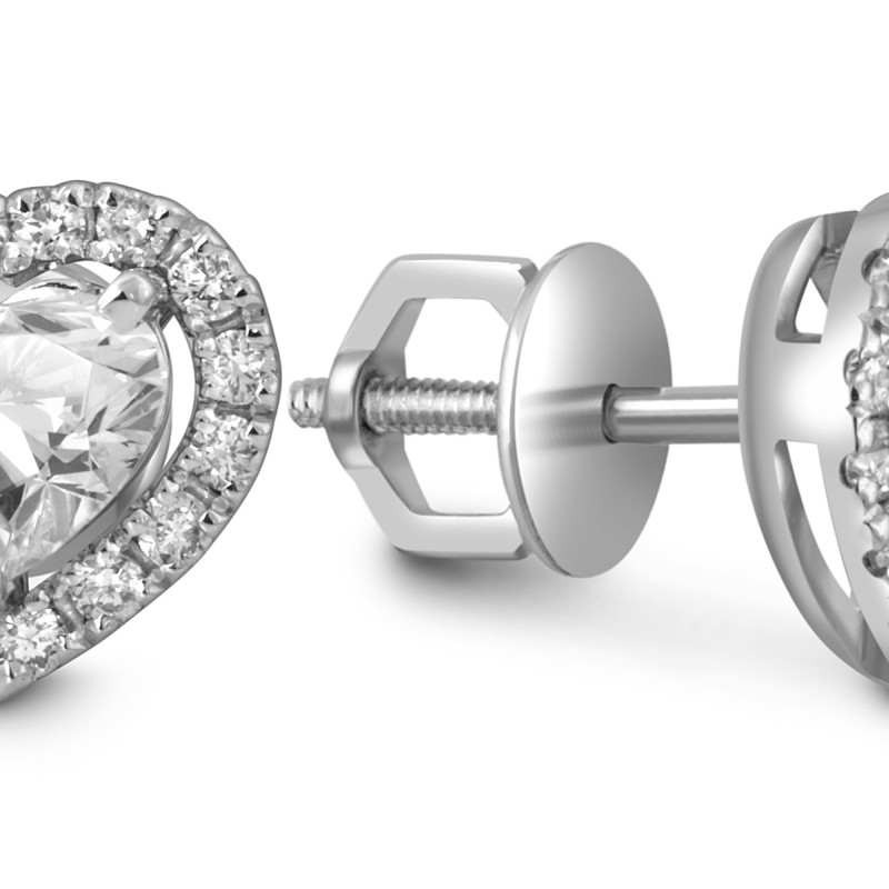 Серьги пусеты из белого золота с бриллиантами (054382)