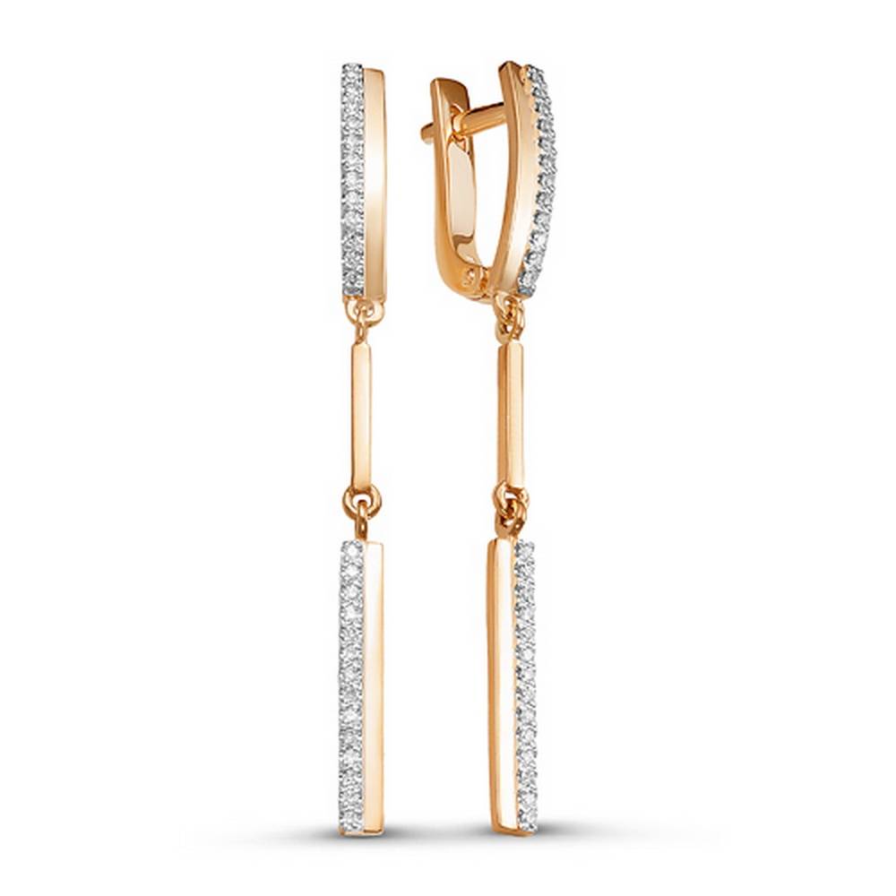 Серьги из красного золота с бриллиантами (044389)