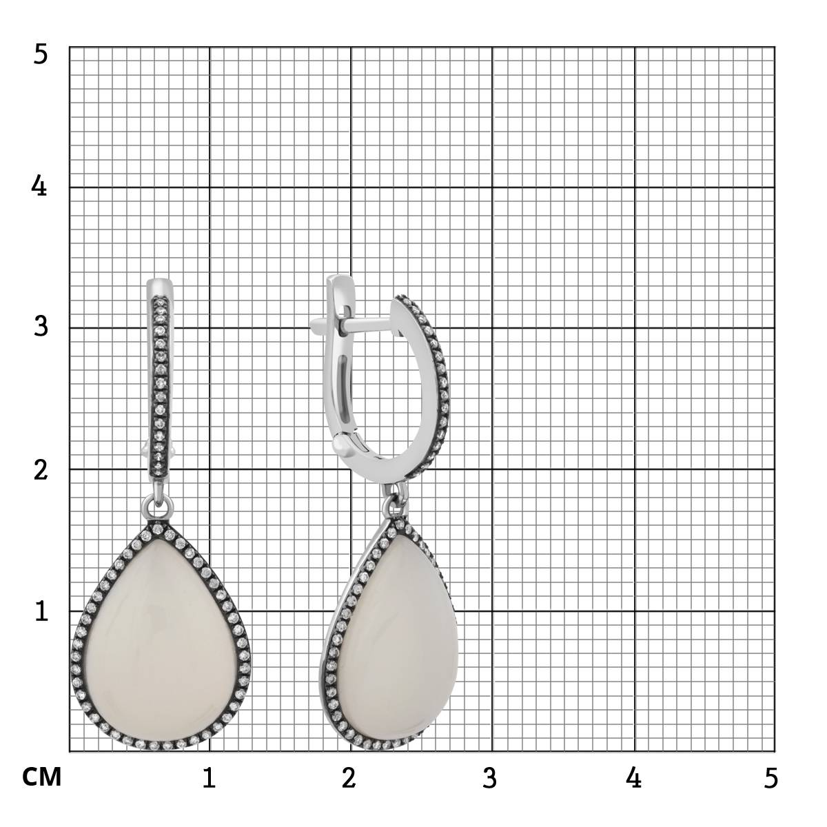 Серьги из белого золота с бриллиантами и мистик топазами (012715)