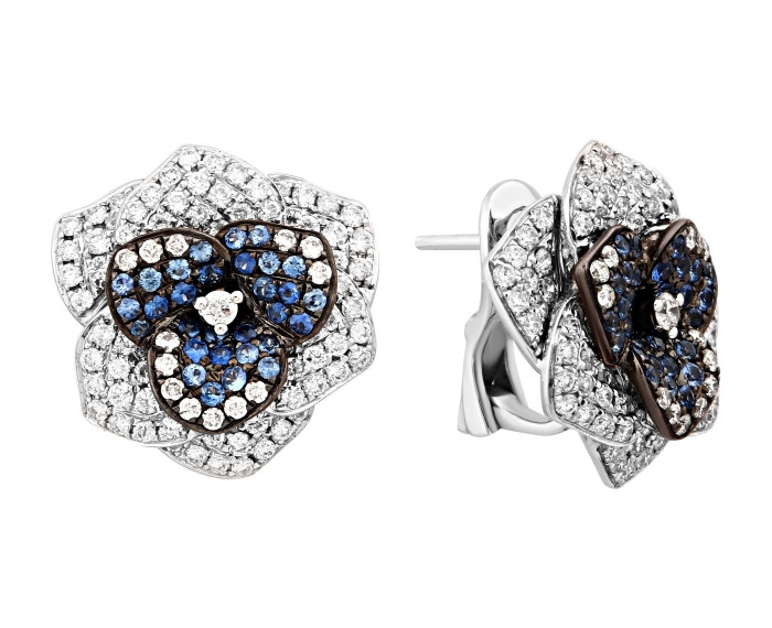 Серьги из белого золота с бриллиантами и сапфирами (011400)