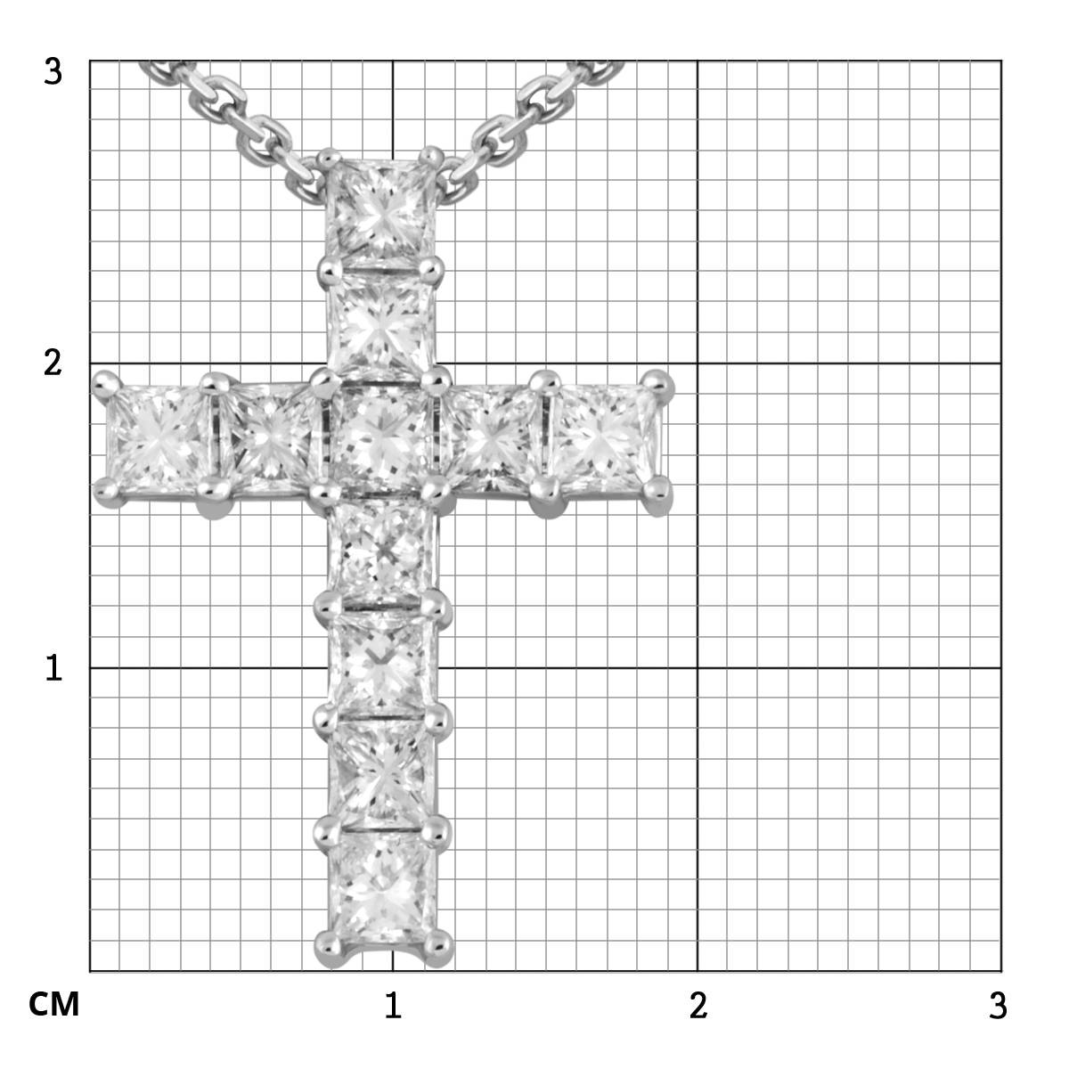Колье крест из белого золота с бриллиантами (061307)