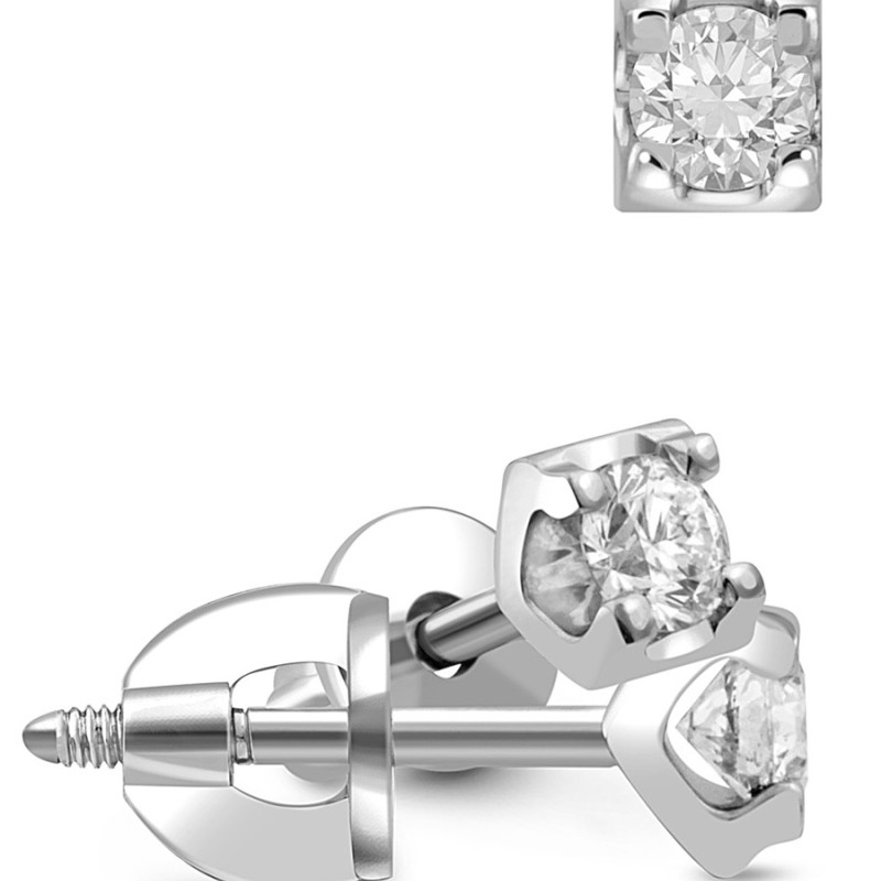 Серьги пусеты из белого золота с бриллиантами (035244)