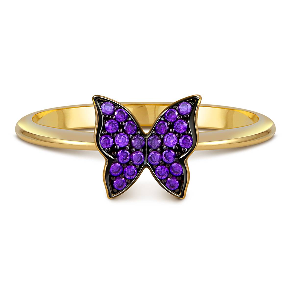 Кольцо из жёлтого золота с фианитами 