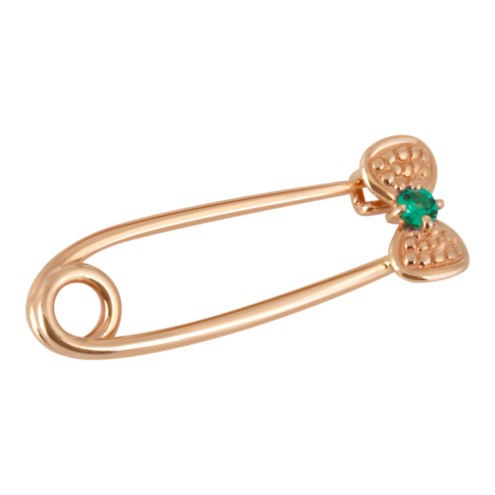 Детская булавка из красного золота с цветным фианитом (039151)