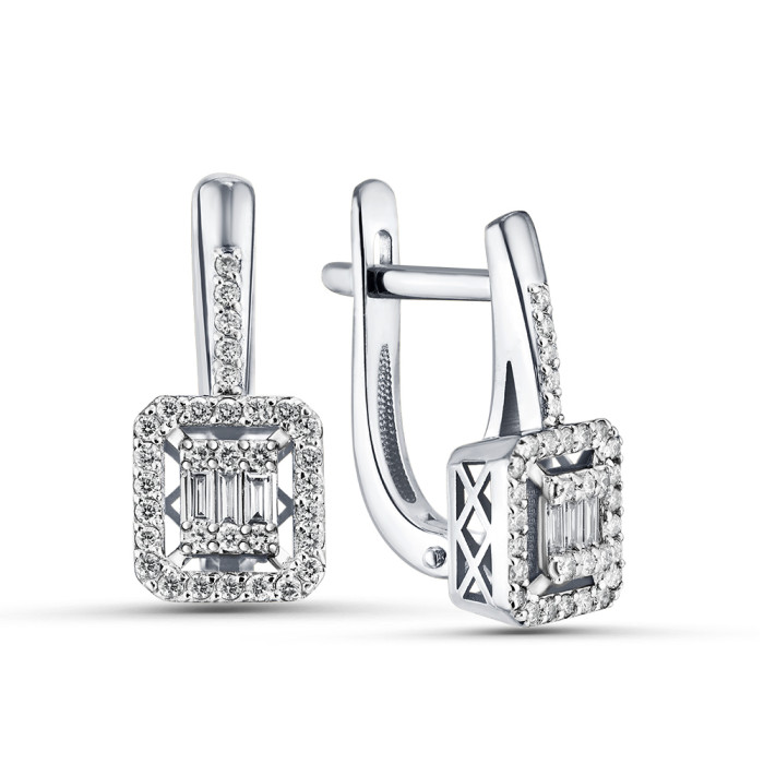 Серьги из белого золота с бриллиантами  (060901)