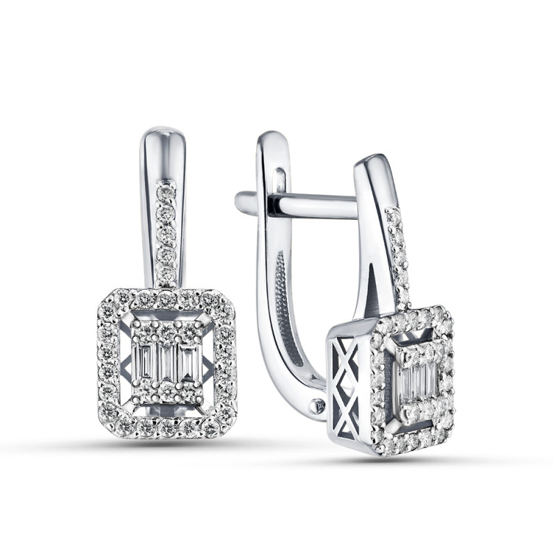 Серьги из белого золота с бриллиантами  (060901)