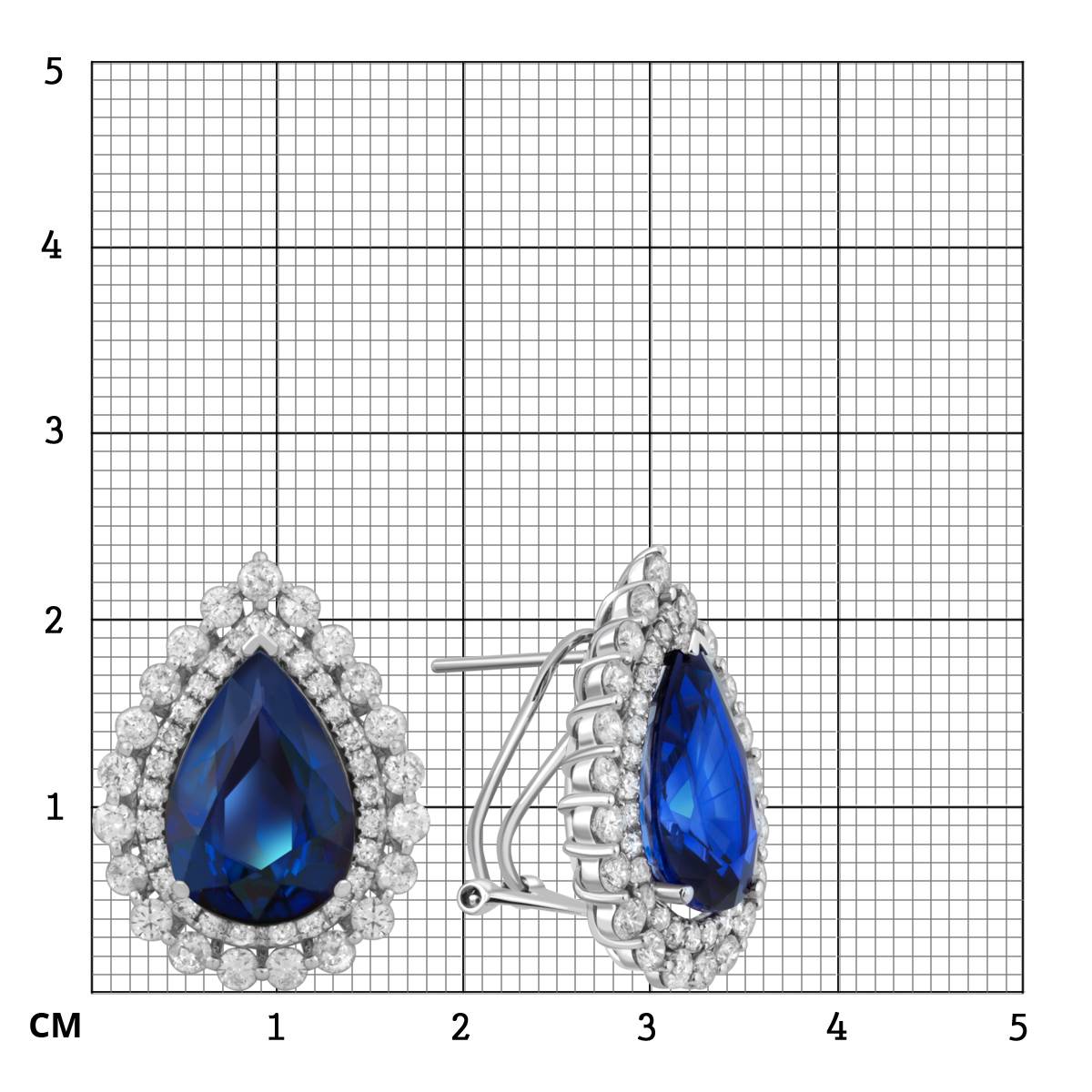 Серьги из белого золота с бриллиантами и сапфирами (047599)
