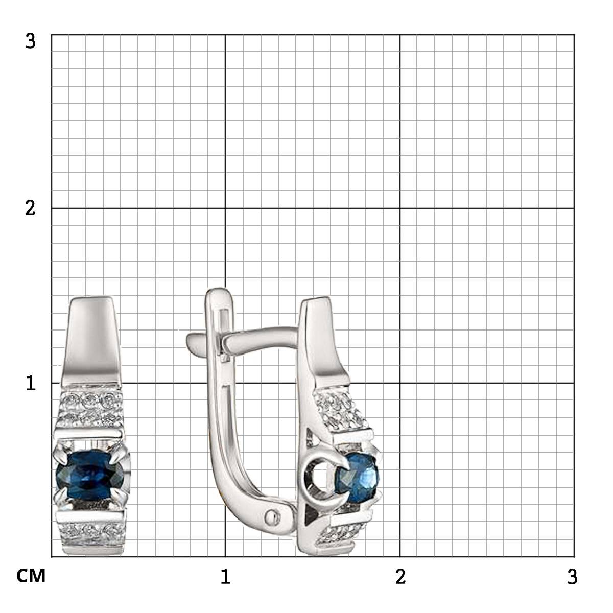 Серьги из белого золота с бриллиантами и сапфирами (034563)