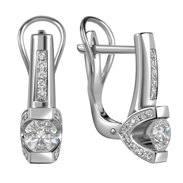 Серьги из белого золота с бриллиантами (060814)