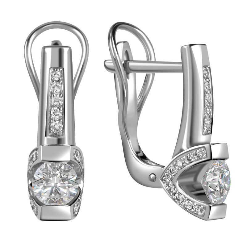 Серьги из белого золота с бриллиантами (060814)