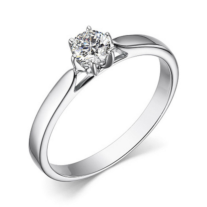 Помолвочное кольцо из белого золота с бриллиантом (053675)