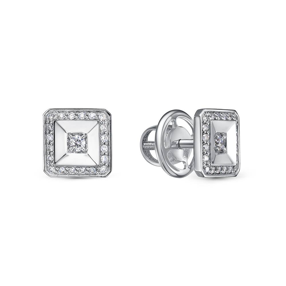 Серьги пусеты из платины с бриллиантами (057997)