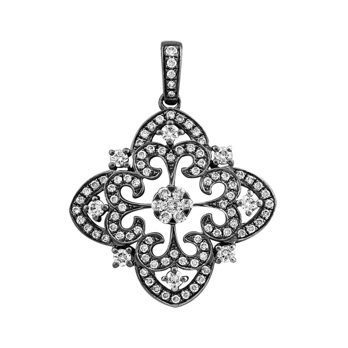 Кулон из чернёного золота с бриллиантами (024329)