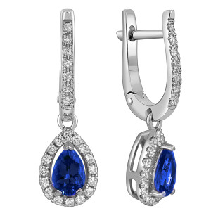 Серьги из белого золота с бриллиантами и сапфирами (055673)