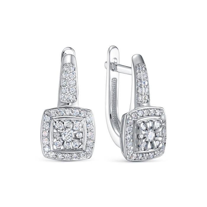 Серьги из белого золота с бриллиантами  (062959)