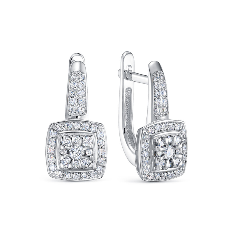 Серьги из белого золота с бриллиантами  (062959)