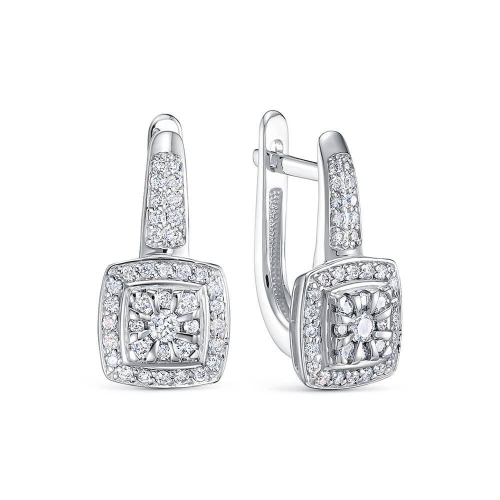 Серьги из белого золота с бриллиантами  (062959)
