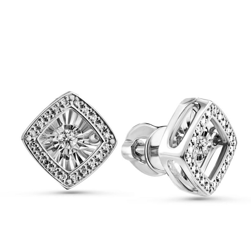 Серьги пусеты из белого золота с бриллиантами (057430)