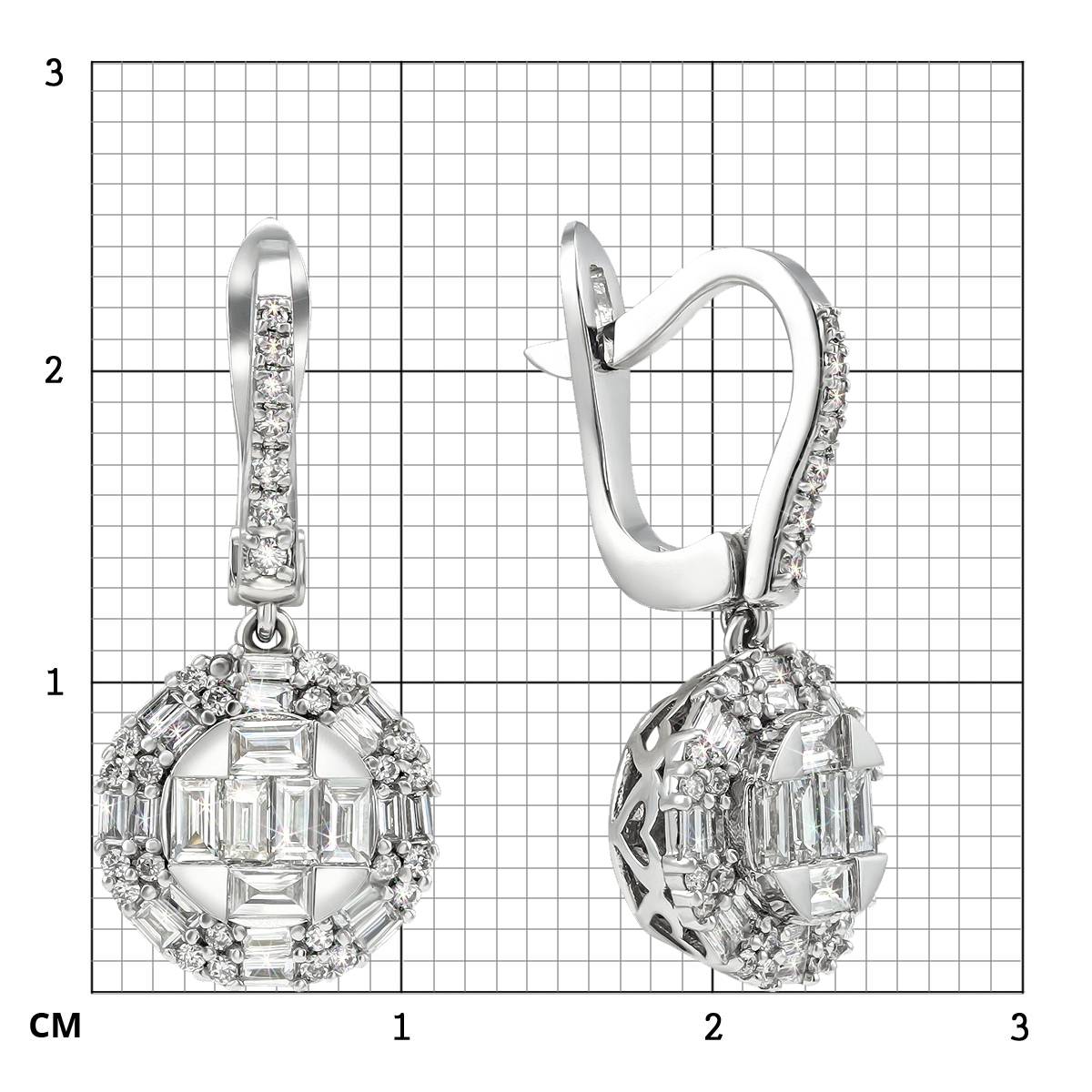 Серьги из белого золота с бриллиантами (052290)