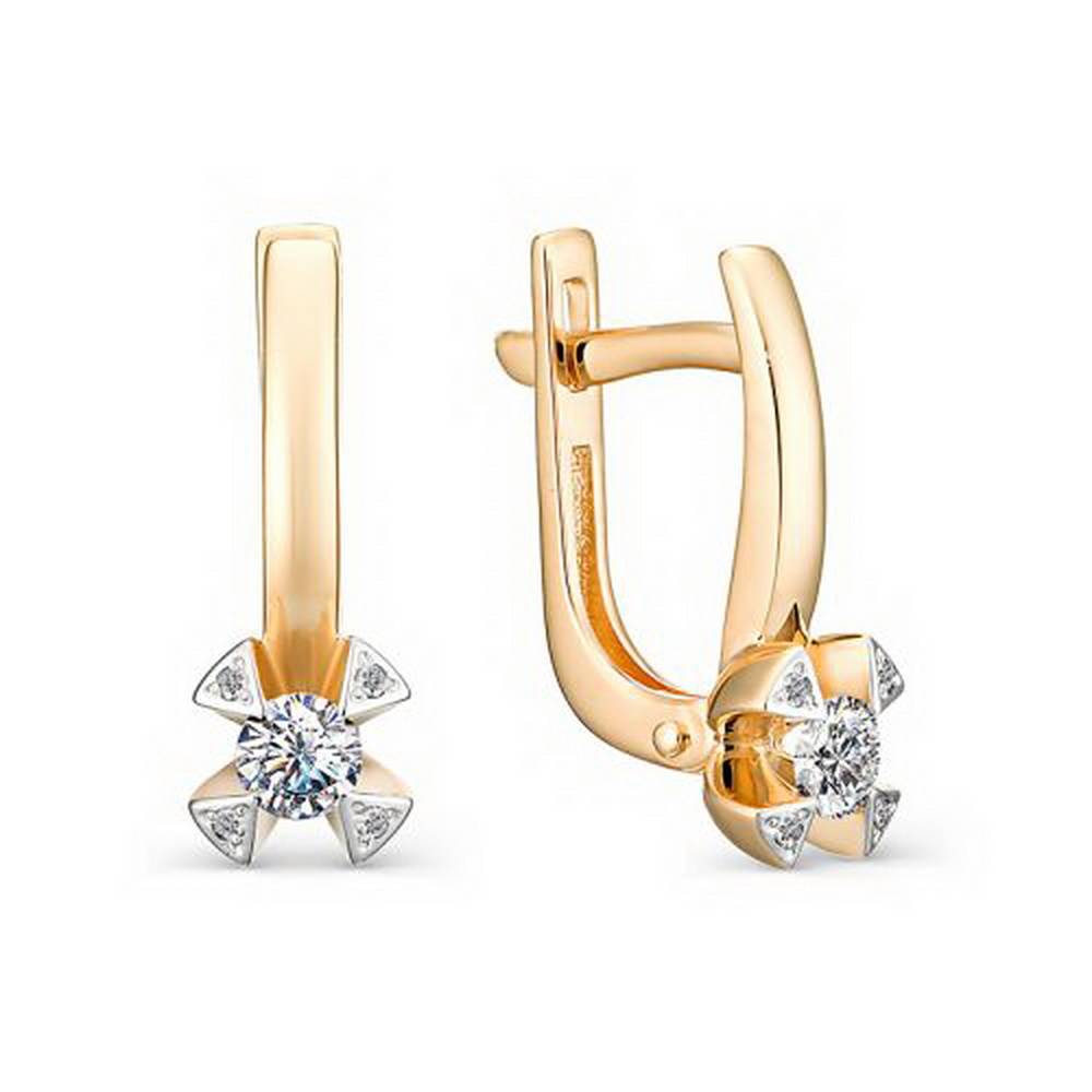 Серьги из красного золота с бриллиантами (035029)