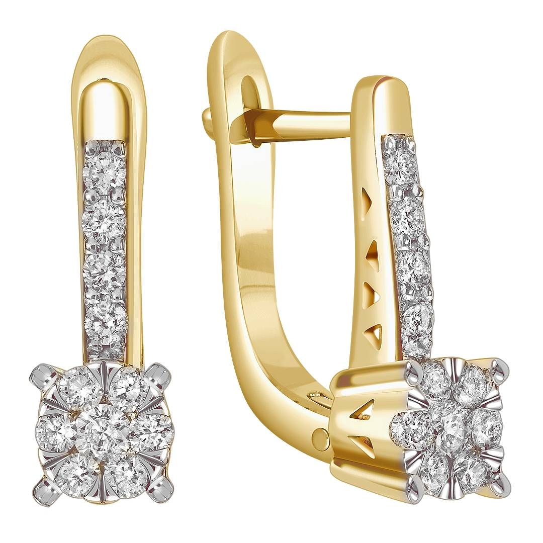 Серьги из комбинированного золота с бриллиантами (039640)