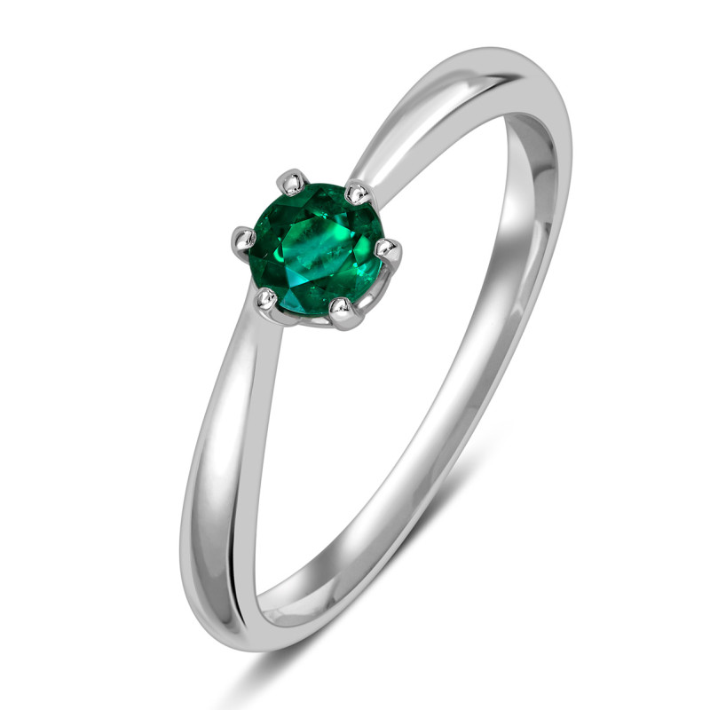 Помолвочное кольцо из платины с изумрудом (049051)