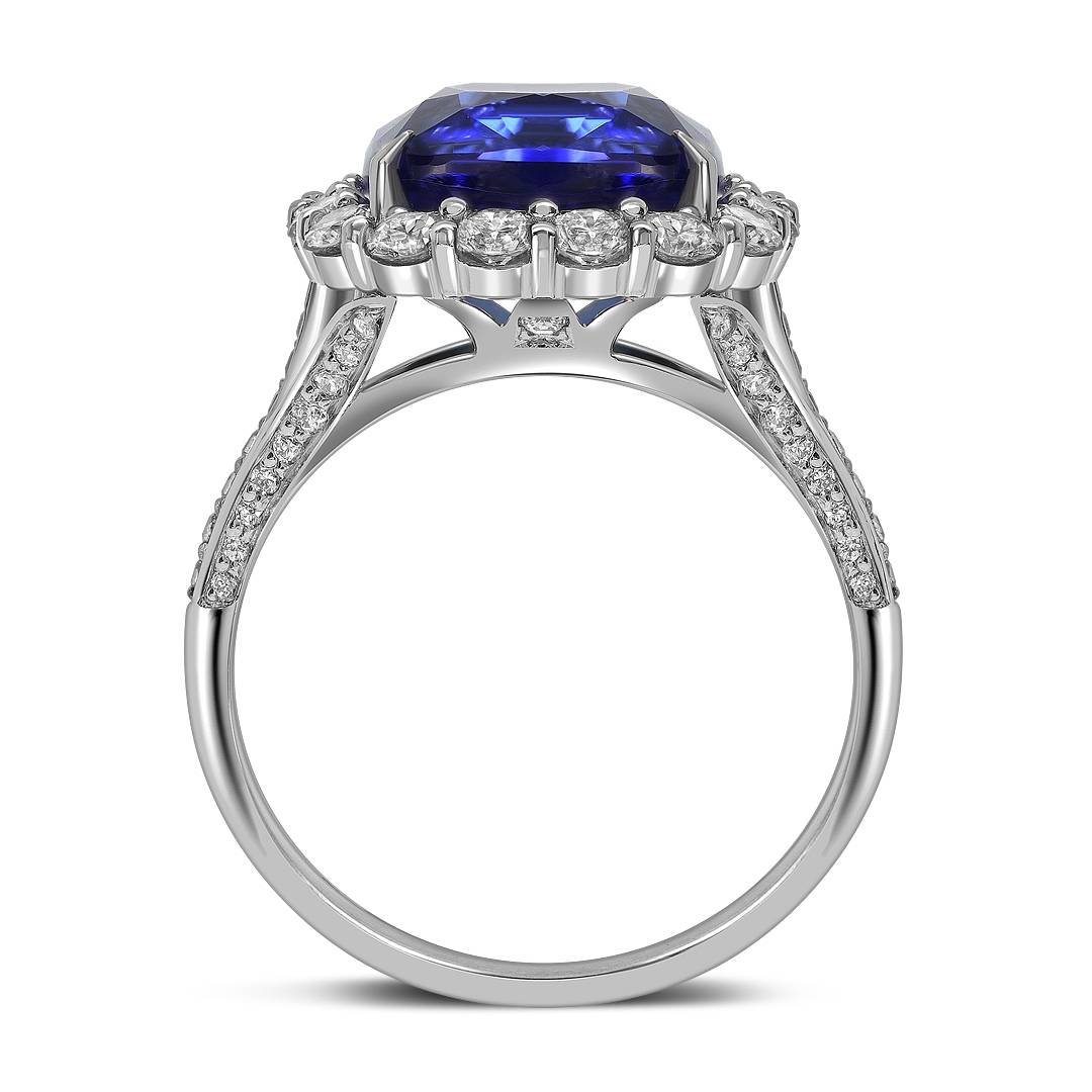 Кольцо из белого золота с бриллиантами и танзанитом (053572)