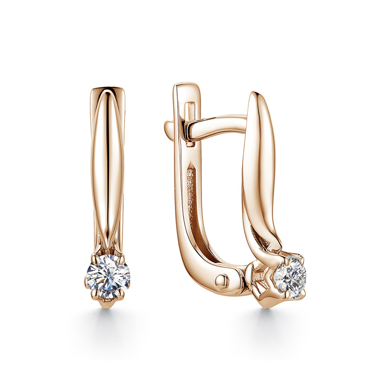 Серьги из красного золота с бриллиантами (050482)