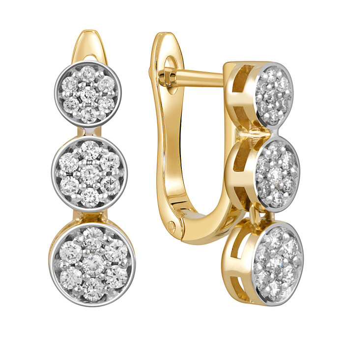 Серьги из жёлтого золота с бриллиантами (052147)