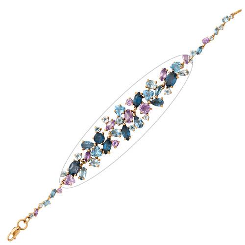 Браслет из красного золота с топазами и аметистами (040057)