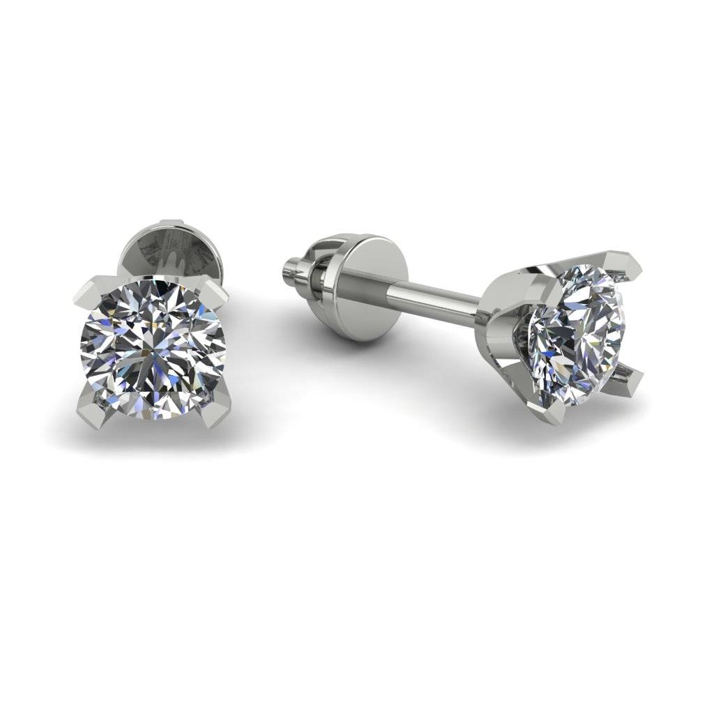 Серьги пусеты из белого золота с бриллиантами (052967)