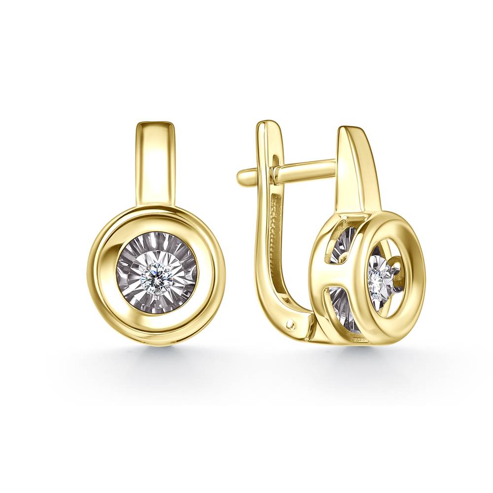 Серьги из жёлтого золота с бриллиантами (060975)