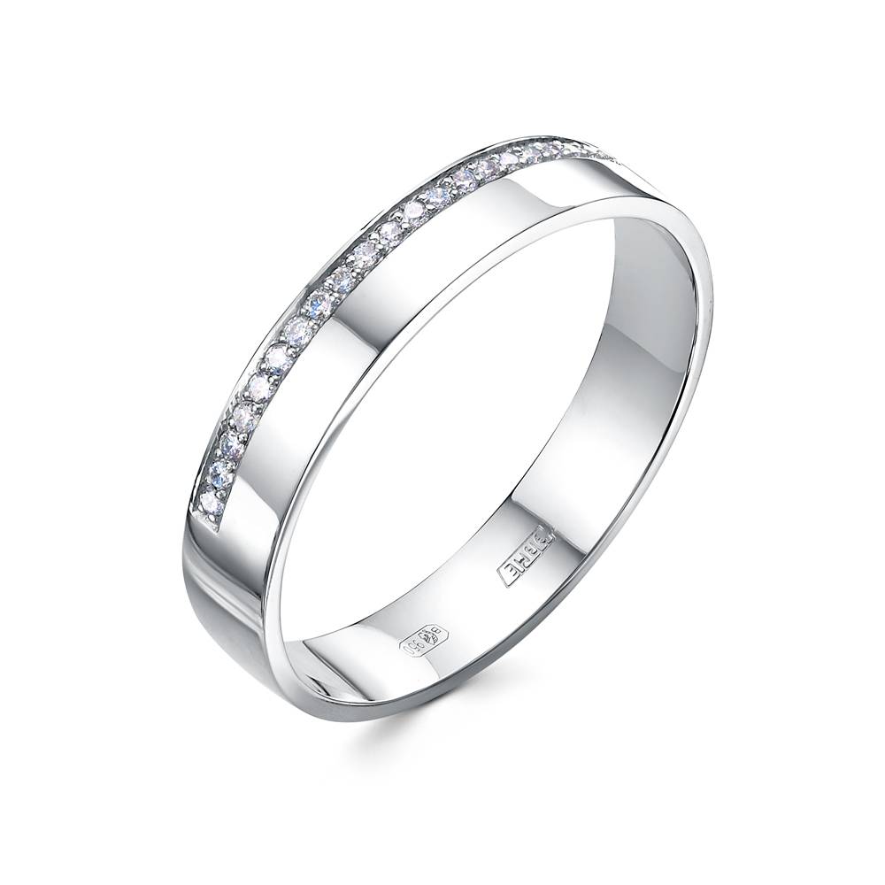 Обручальное кольцо из платины с бриллиантами (057989)