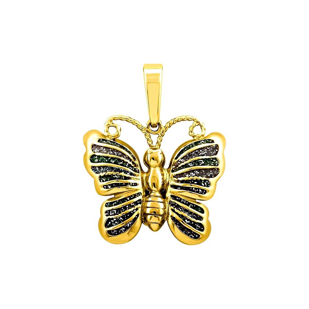 Кулон из жёлтого золота с эмалью (020118)