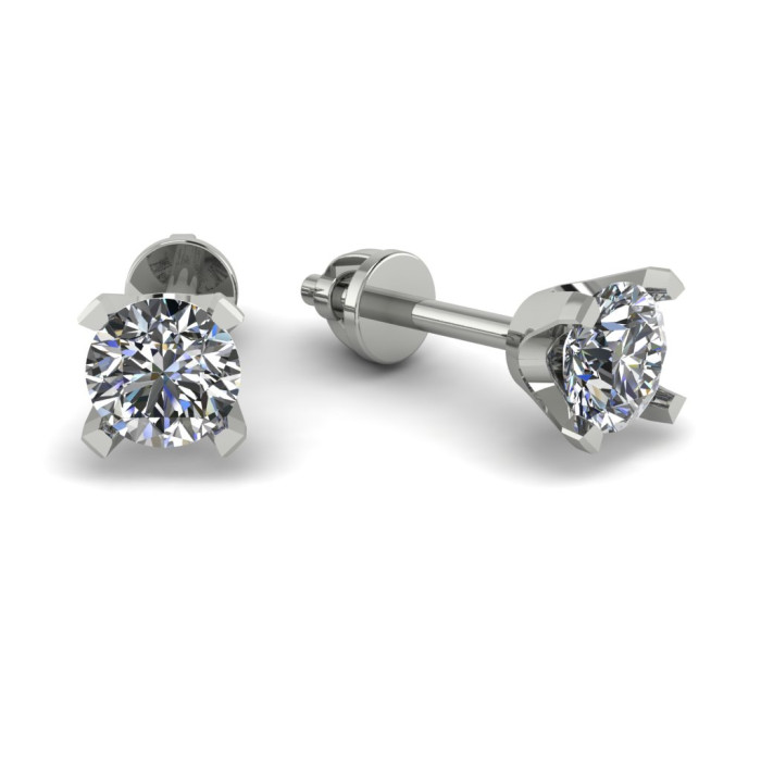 Серьги пусеты из белого золота с бриллиантами (060739)