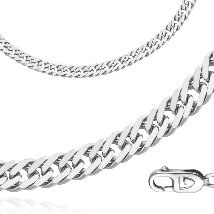 Цепь автомат из белого золота, плетение двойное панцирное (052114)