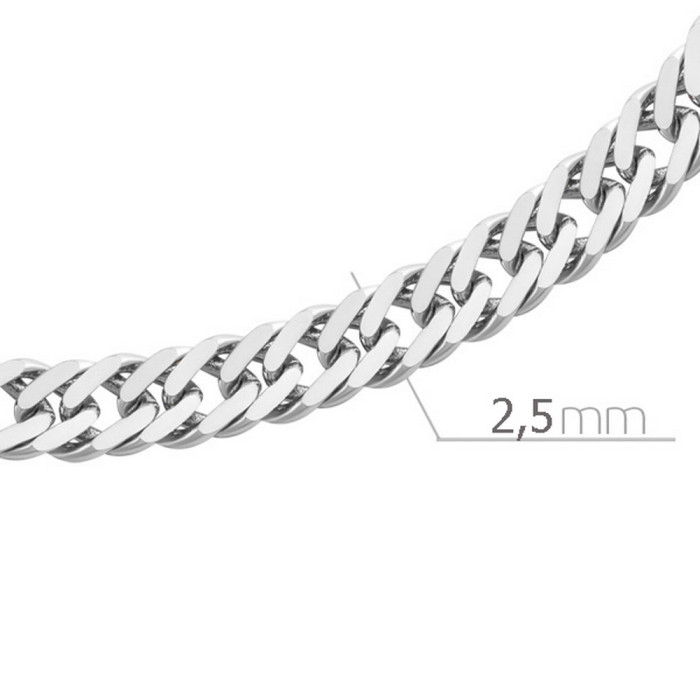 Цепь автомат из белого золота, плетение двойное панцирное (052114)