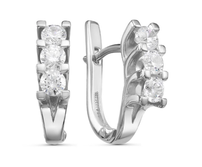 Серьги из белого золота с бриллиантами (052975)