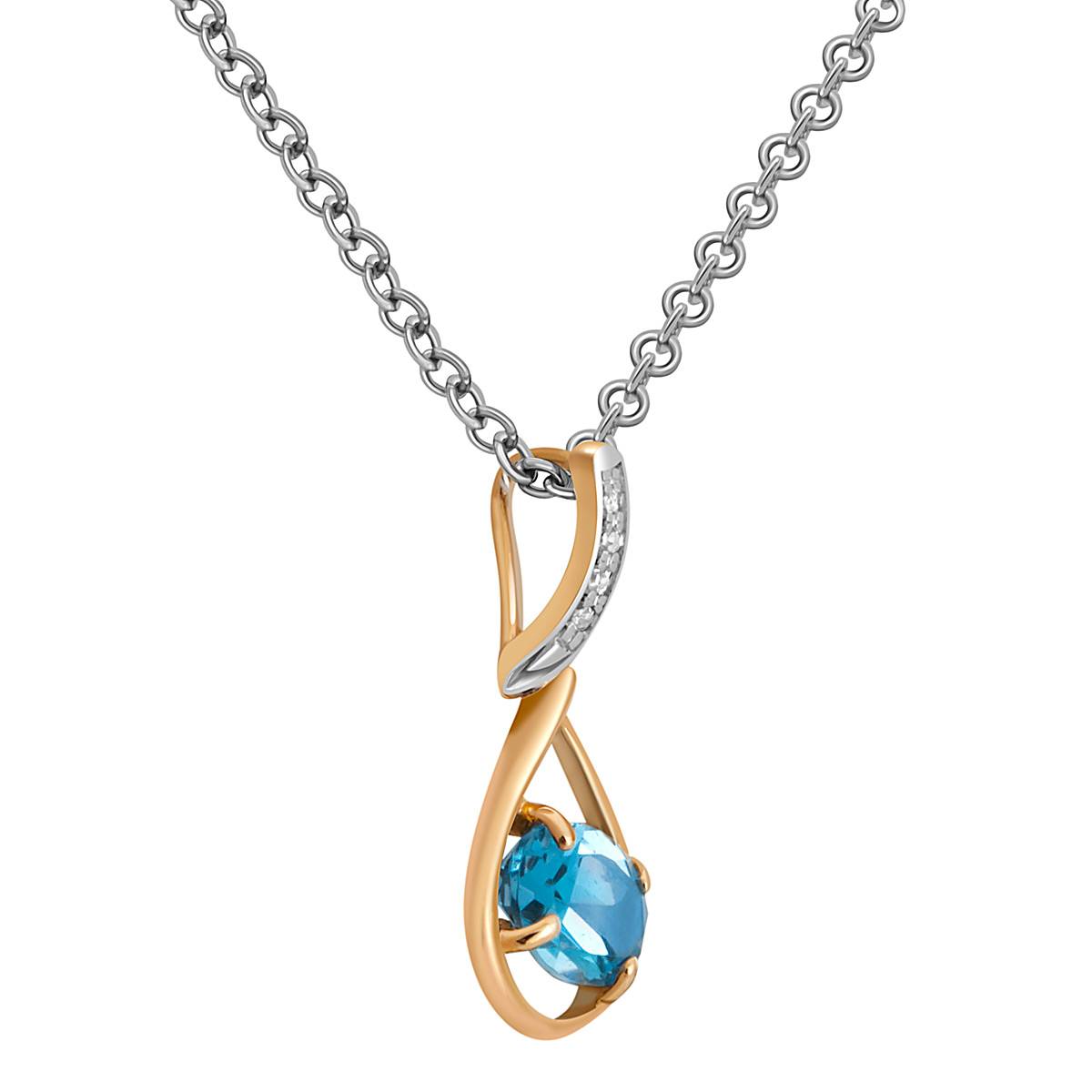 Кулон из красного золота с бриллиантами и топазом (045285)